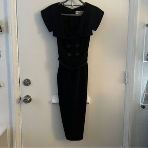 Chic Black Double-Breasted Midi Dress